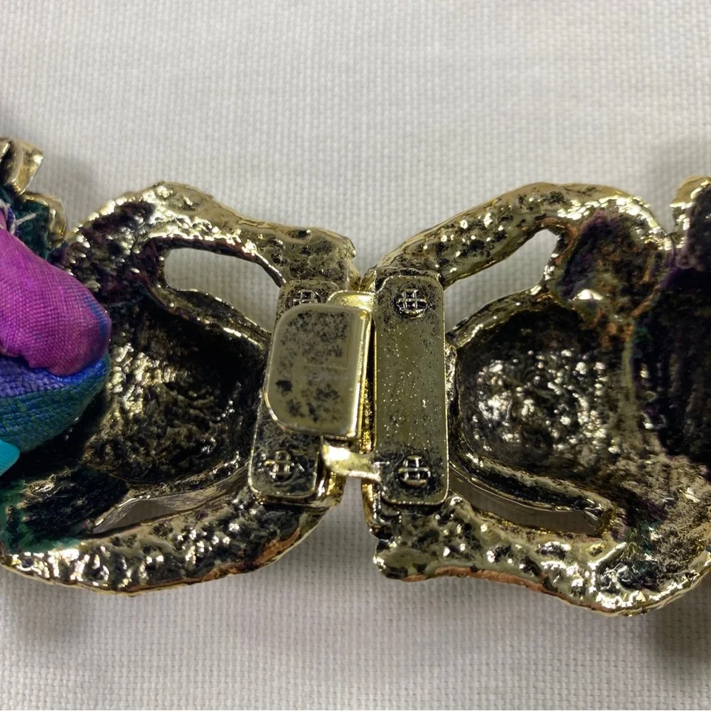 Vintage Kissing Frogs Boho Hippie Braided Fabric &‎ Cord Waist Accent Belt